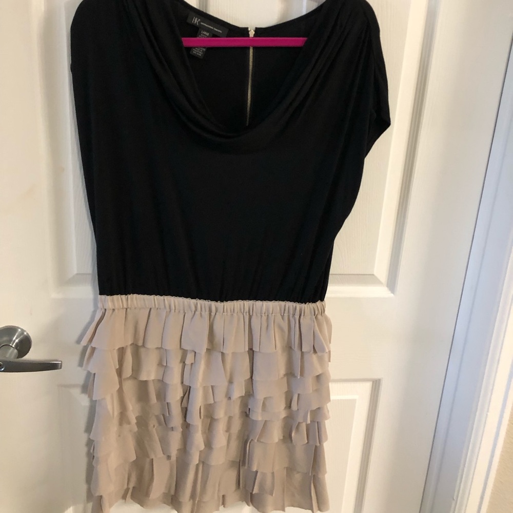 Black and brown ruffle dress